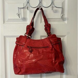 Jessica Simpson large red alligator tote